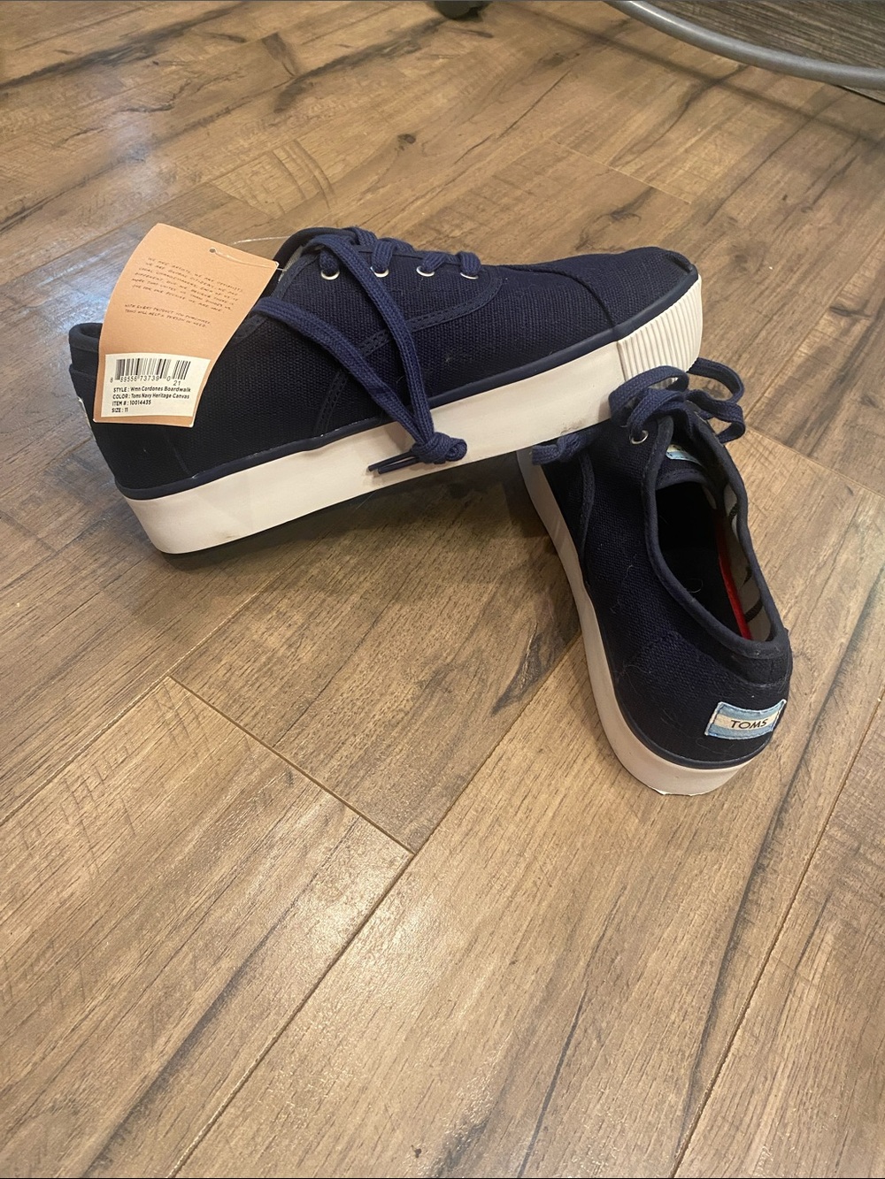 TOMS women Navy Canvas Lace-Up Sneakers with White Soles